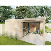 Bureau de jardin en bois massif avec terrasse 18,6m² - madriers 40mm Gardy Shelter Ma boutique